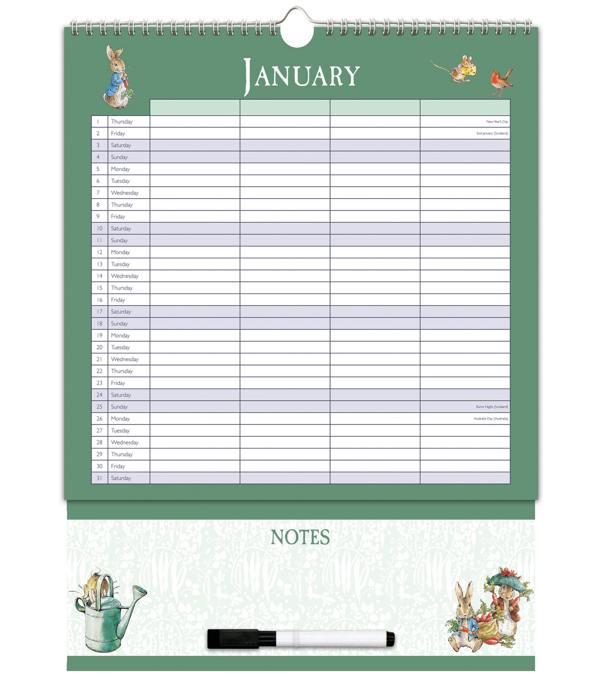 Peter Rabbit 2026 Family Organiser Wall Calendar