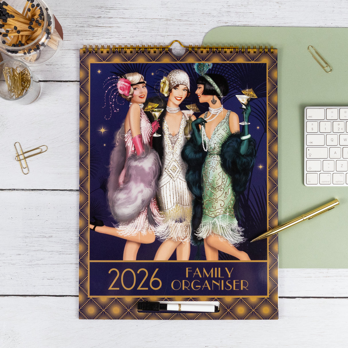 Claire Coxon Art Deco 2026 Family Organiser Wall Calendar