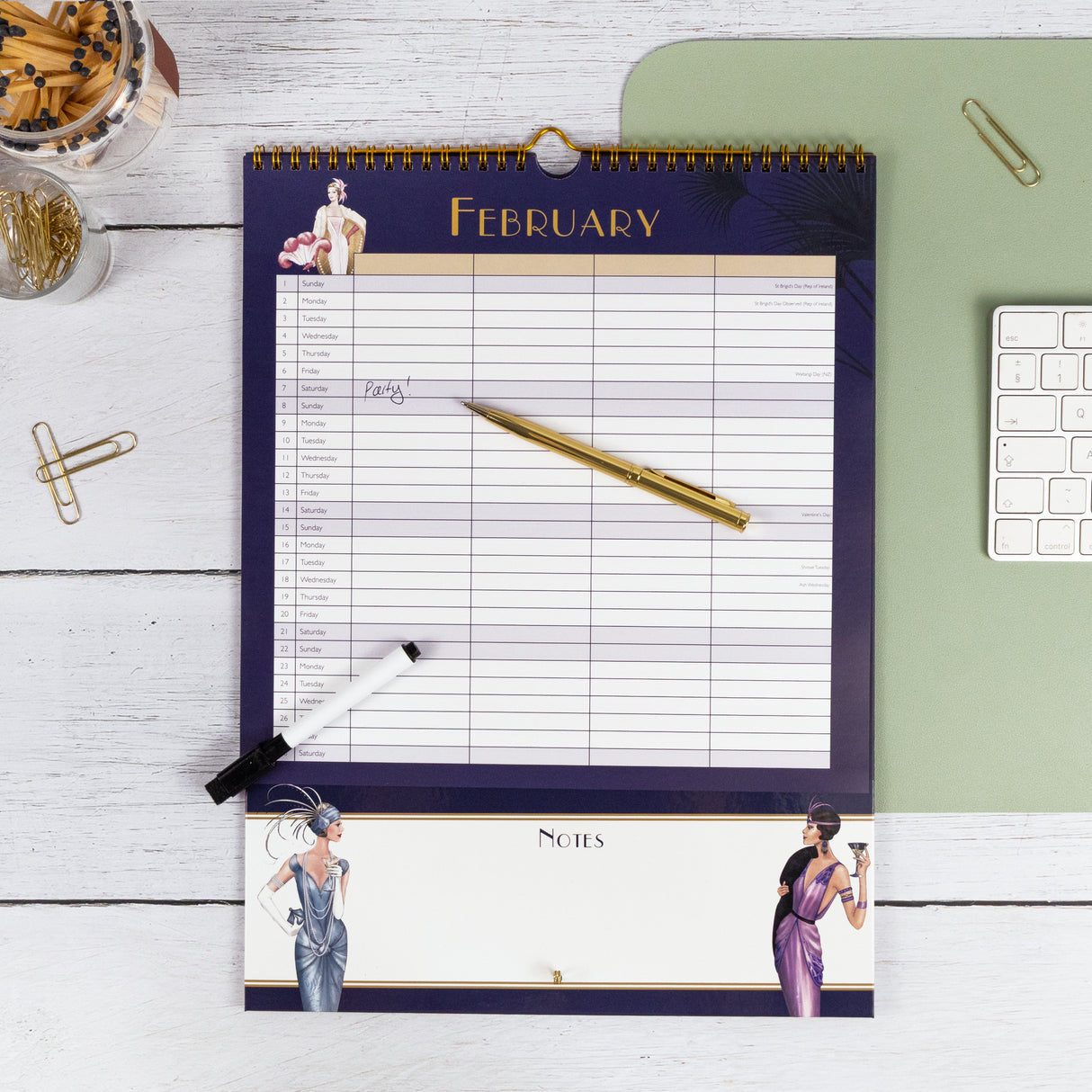 Claire Coxon Art Deco 2026 Family Organiser Wall Calendar