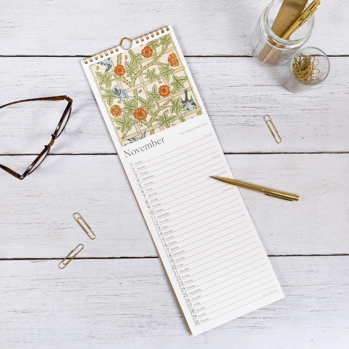 William Morris 2026 Slim Wall Calendar