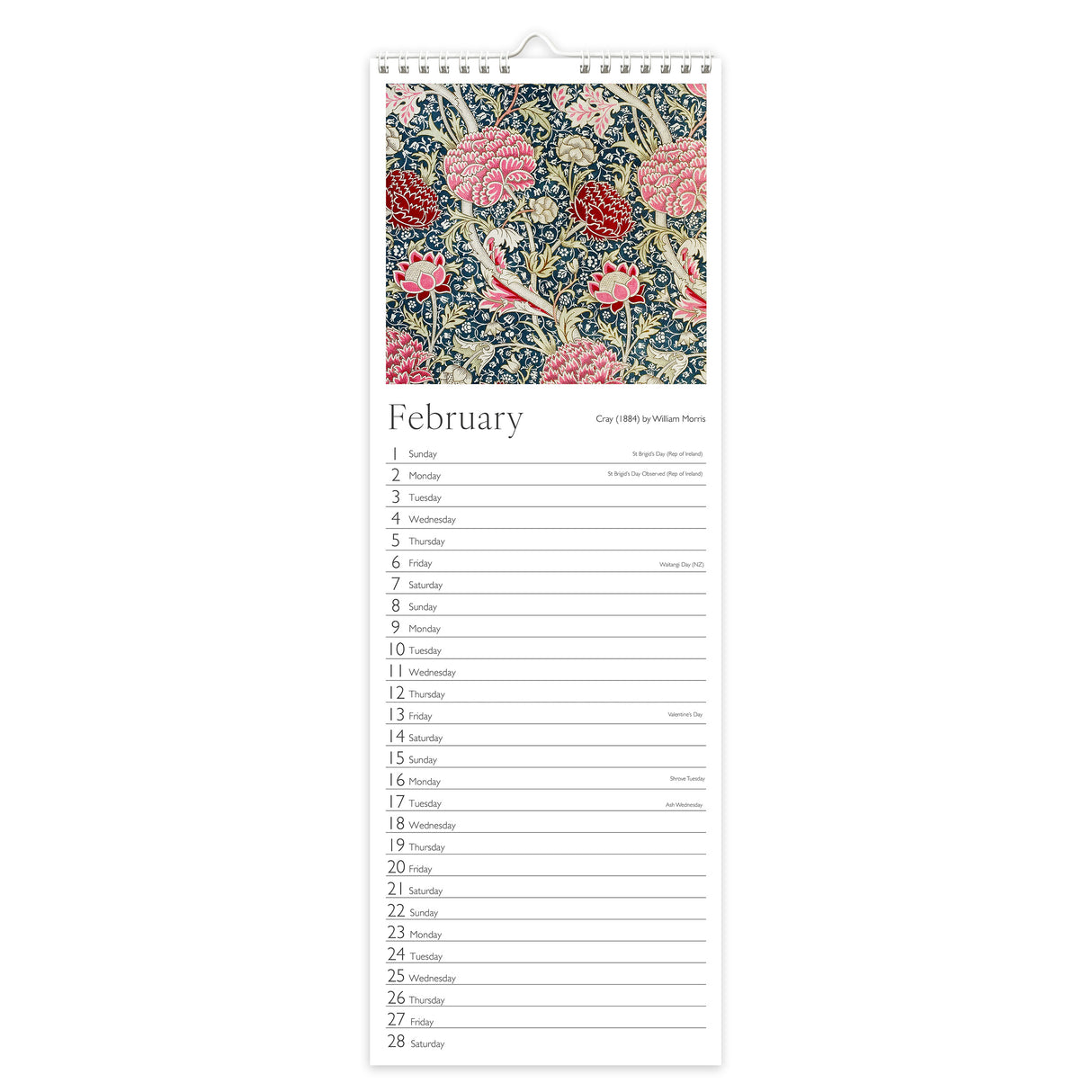 William Morris 2026 Slim Wall Calendar
