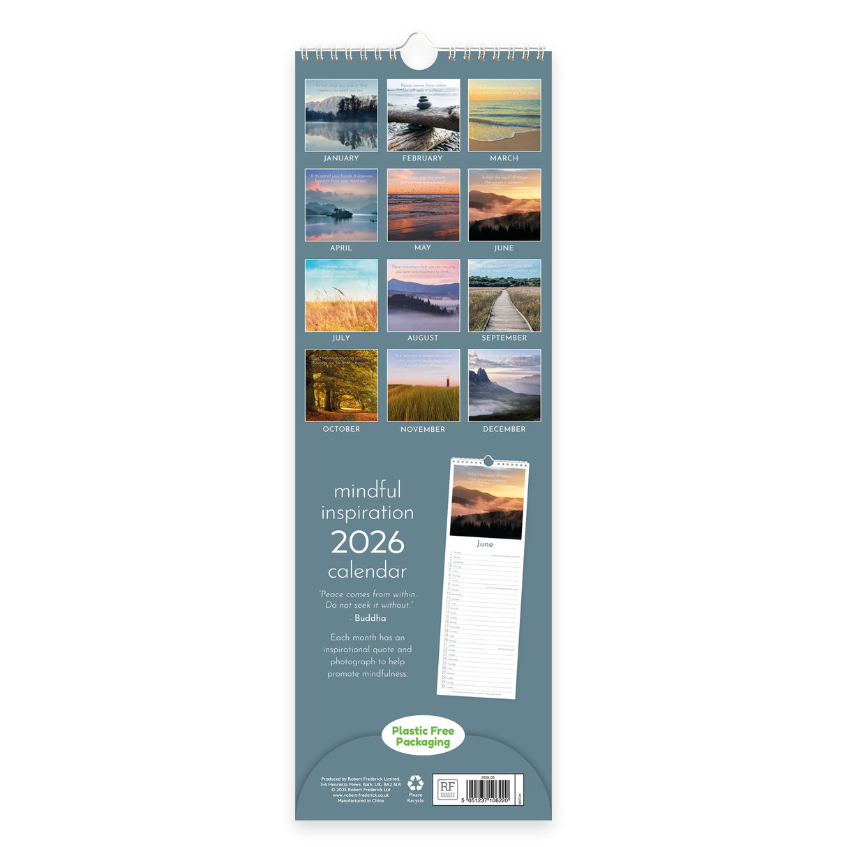 Mindful Inspiration 2026 Slim Wall Calendar