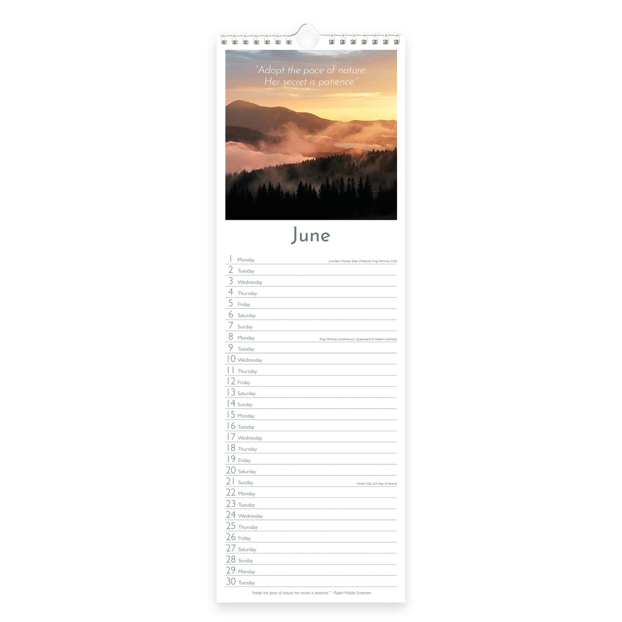 Mindful Inspiration 2026 Slim Wall Calendar