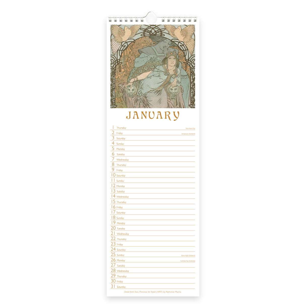 Art Nouveau Slim 2026 Wall Calendar