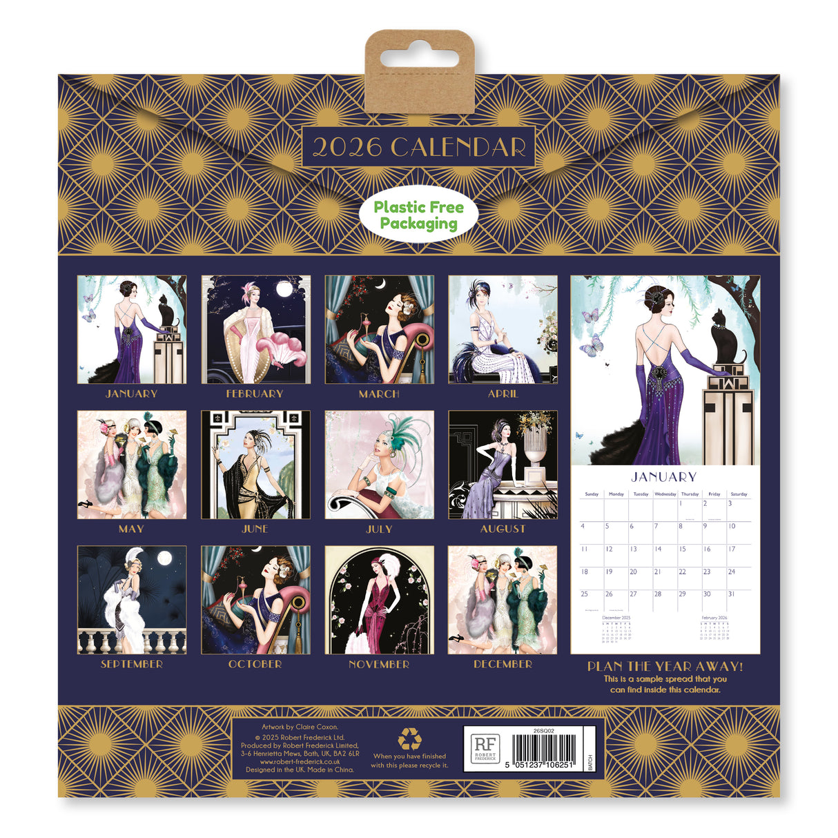 Claire Coxon Art Deco 2026 Wall Calendar