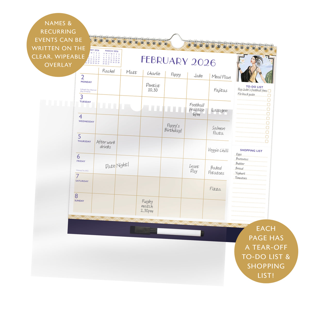 Claire Coxon 2026 Family Calendar – 5 Column Planner