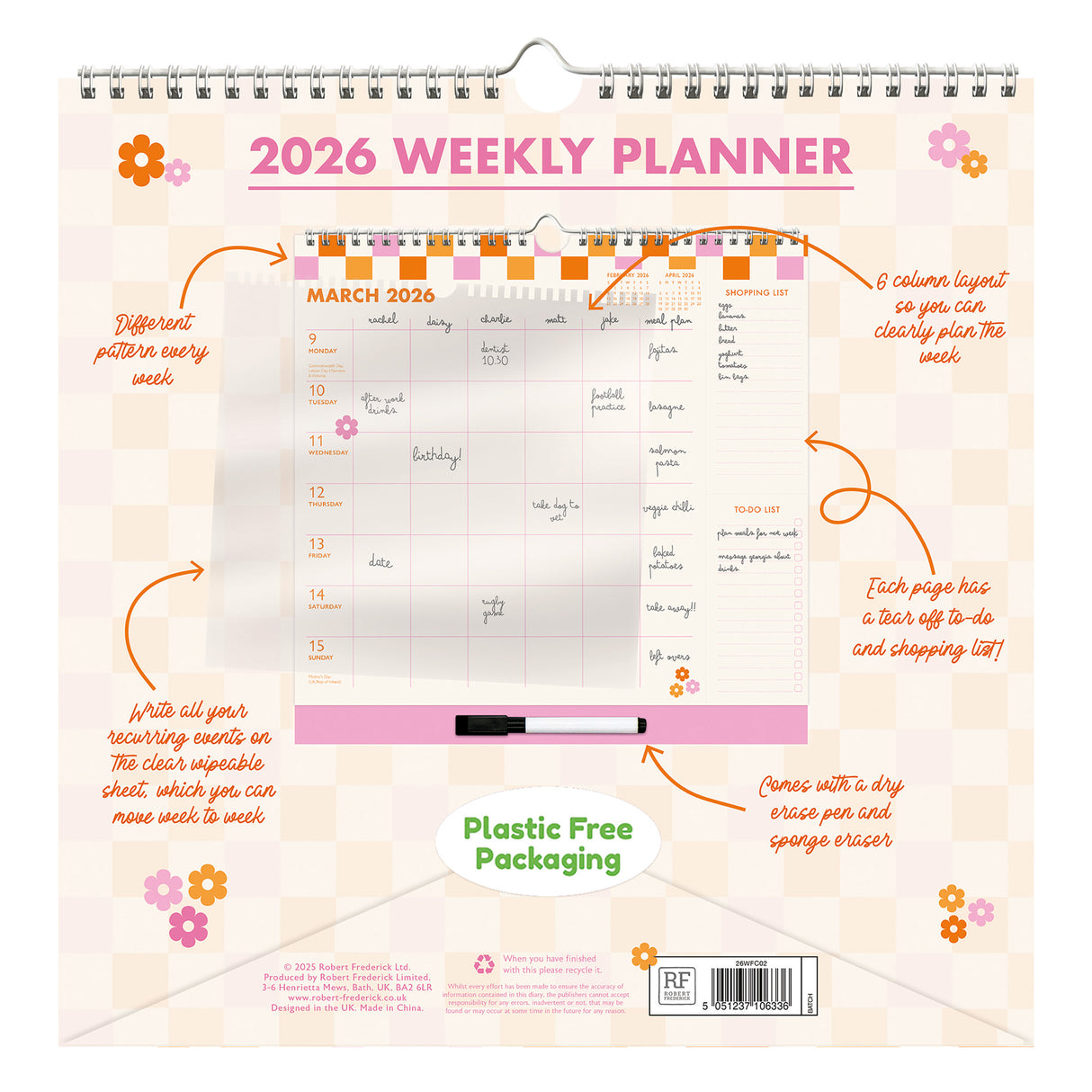 2026 Family Calendar – Colourful 5-Column Planner
