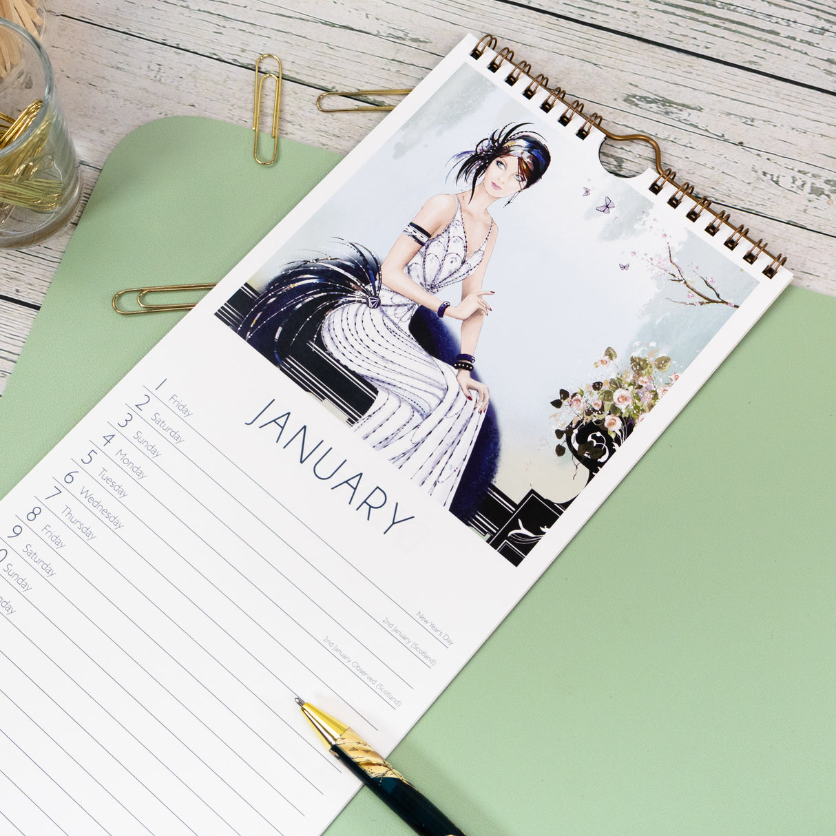 Claire Coxon Art Deco Slim Wall Calendar 2027