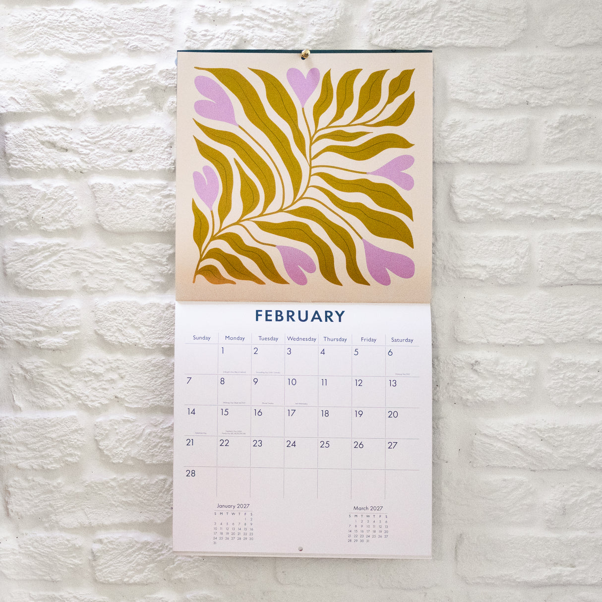 Retro Floral Square Wall Calendar 2027