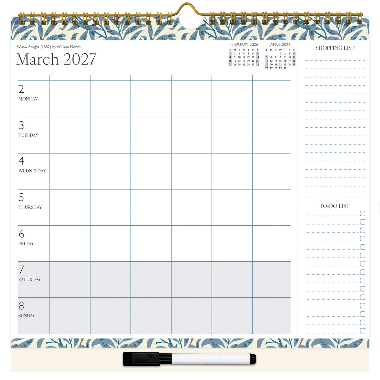 William Morris Family Organiser Calendar 2027