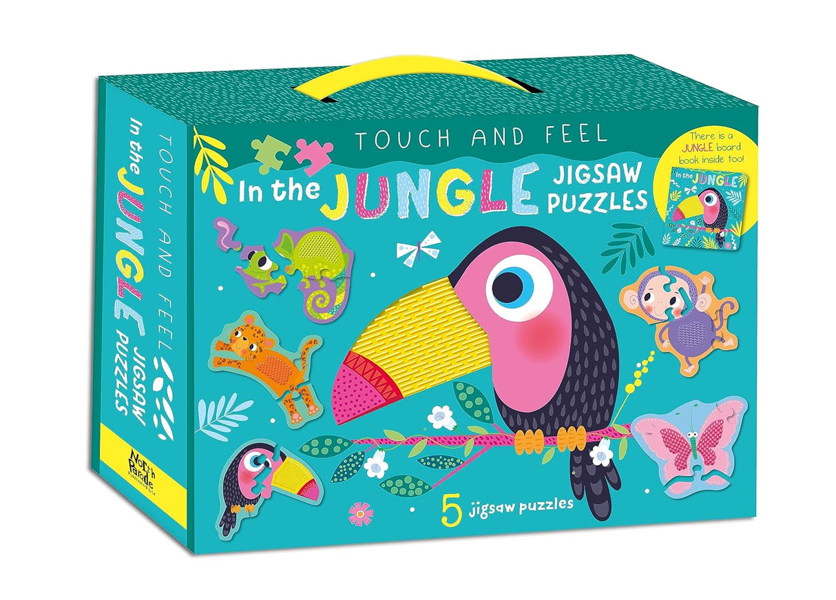 Touch and Feel Puzzle and Board Book Set - In The Jungle - Tactile Fun For Children