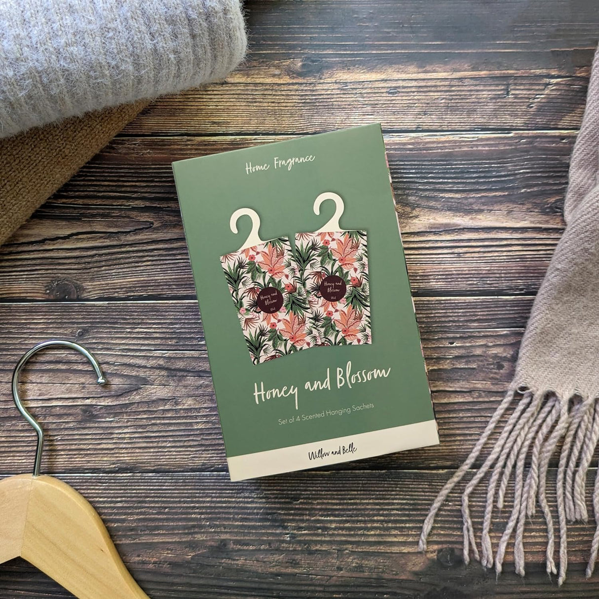 Willow and Belle Scented Hanging Sachet - Set of 4 Honey and Blossom - Tropical Design