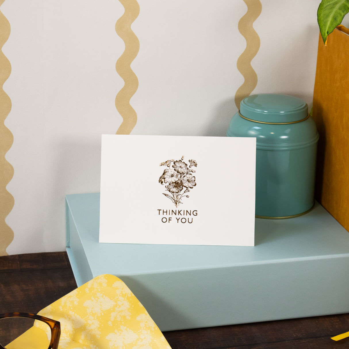 12 Notecards and Envelopes in Gift Box - “Thinking Of You” Flower Bouquet Design