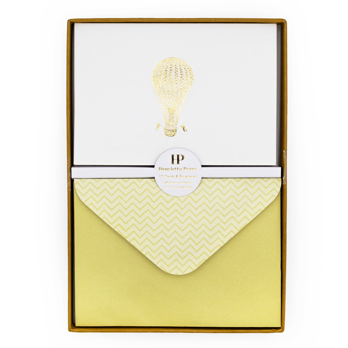 12 Notecards and Envelopes in Gift Box - Hot Air Balloon Design