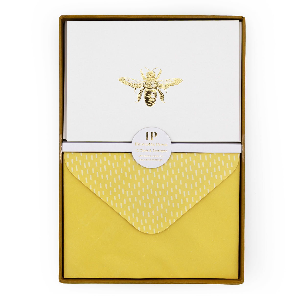 12 Notecards and Envelopes in Gift Box - Bee Design