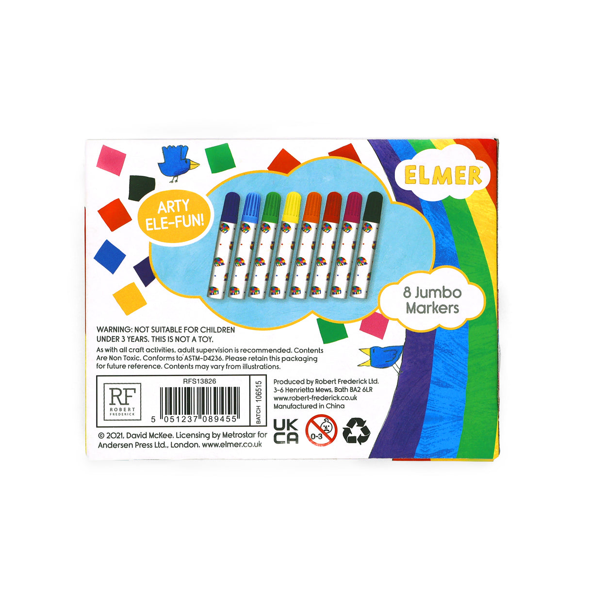 Elmer Set of 8 Jumbo Marker Pens for Children