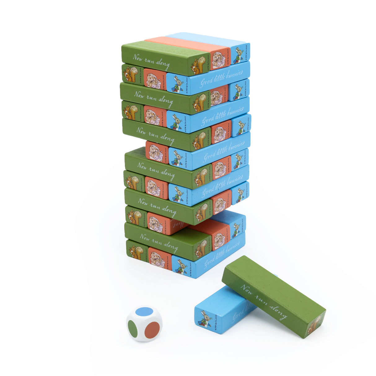 Peter Rabbit Tumble Tower Game - Wooden Stacking Set With Dice