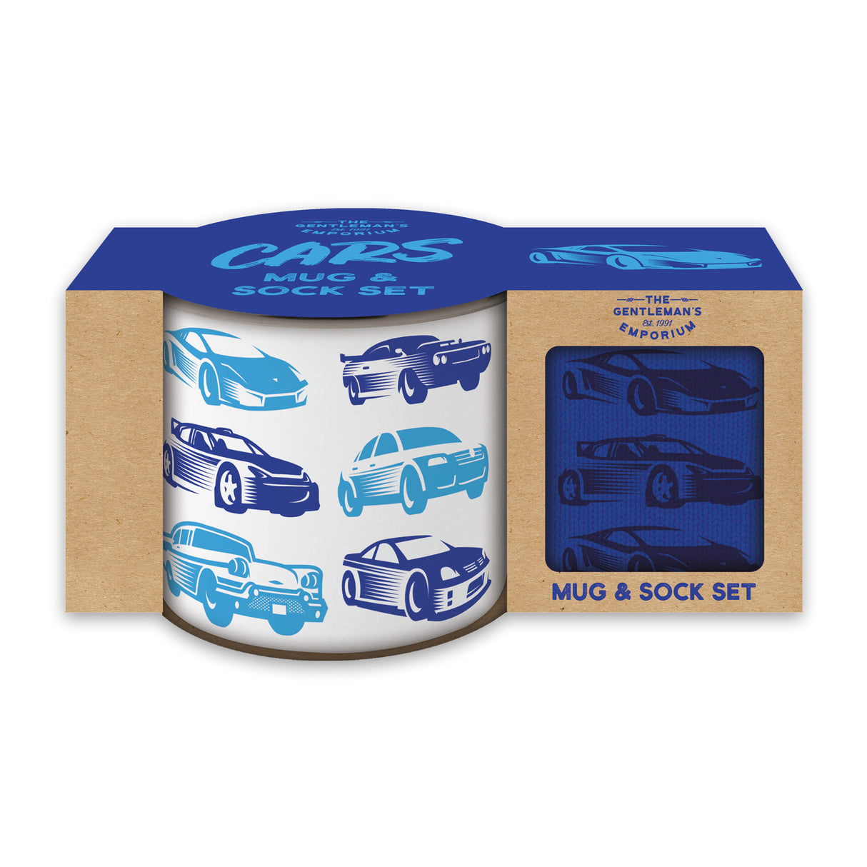 Gentleman’s Emporium Enamel Cars Mug & Sock Set