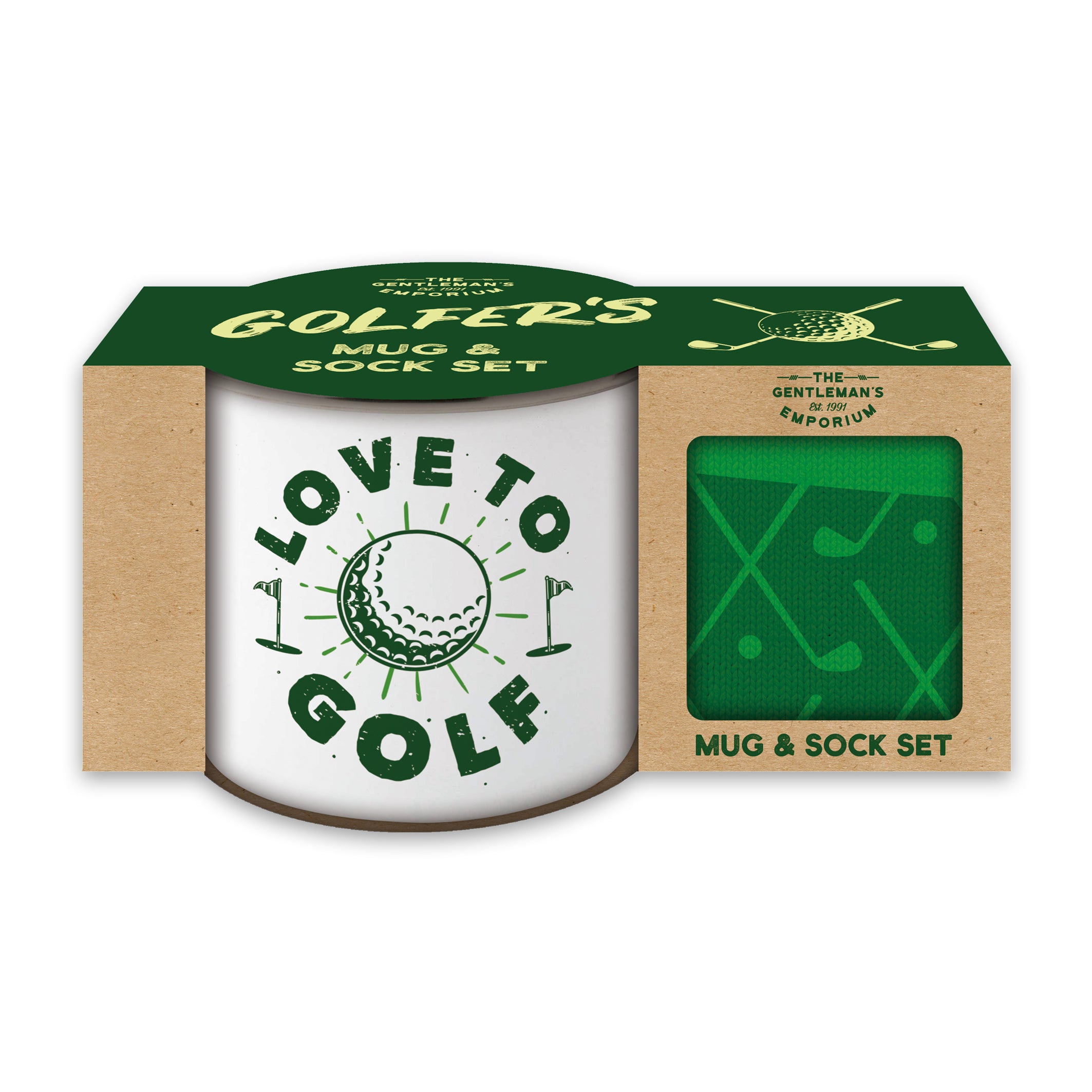 Gentleman's Emporium Enamel Golf Mug & Sock Set Gift Set – Robert