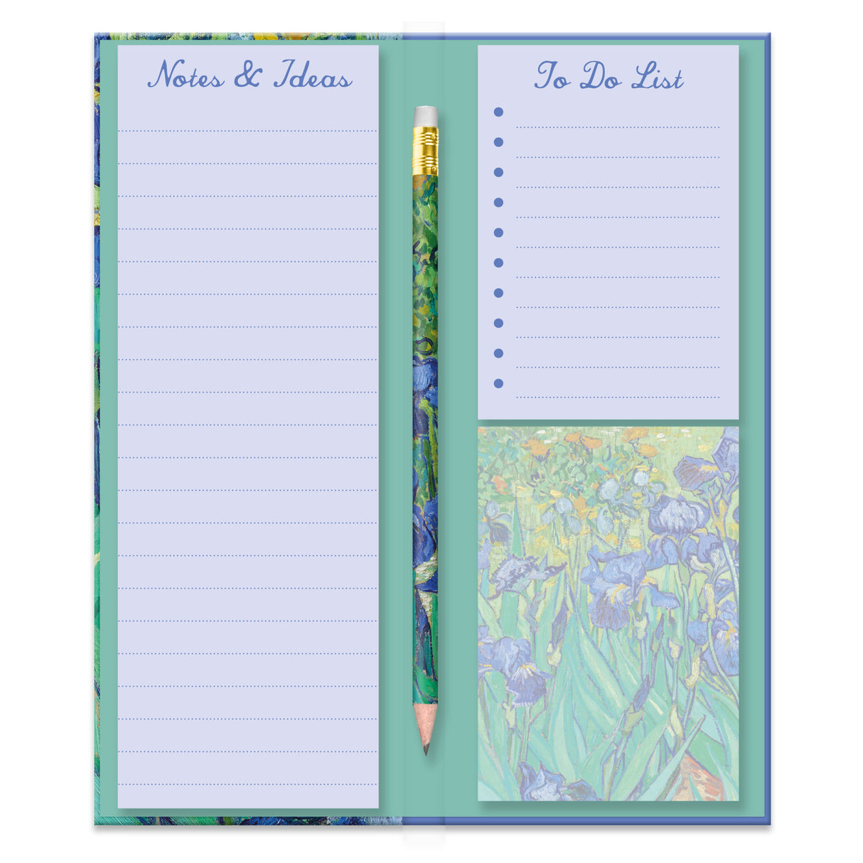 Van Gogh Irises Tall Notepad & List Set With Pencil