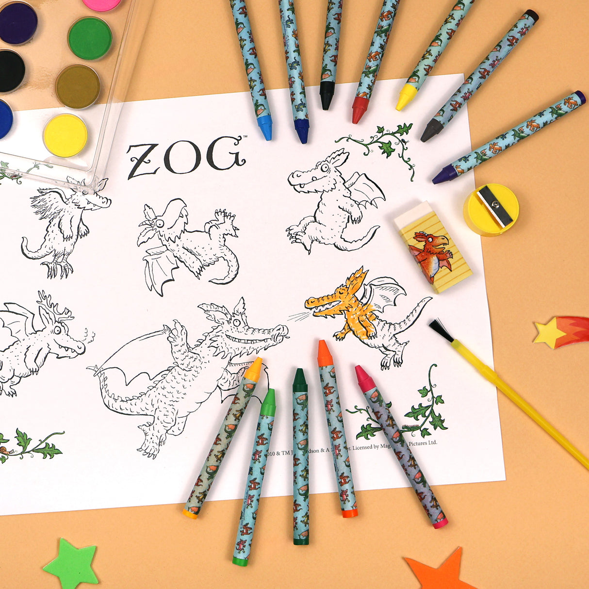 Zog Children's 42 Piece Art Set - For Ages 3 to 8 Years - Includes Paints and Crayons