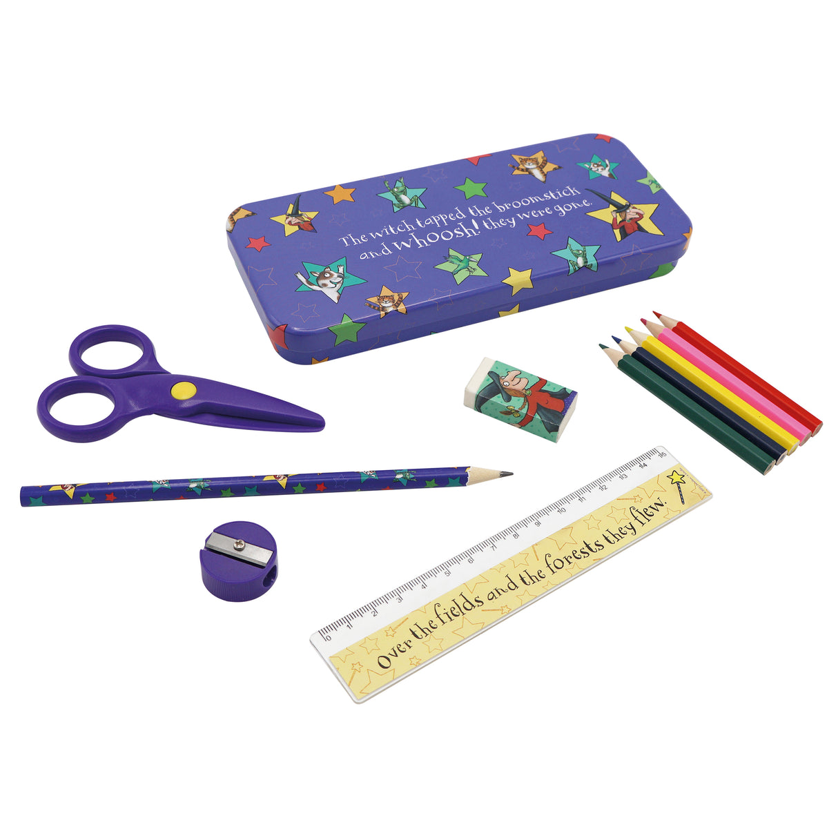 Room on the Broom Children's Stationery Tin Set - First School Stationery Set