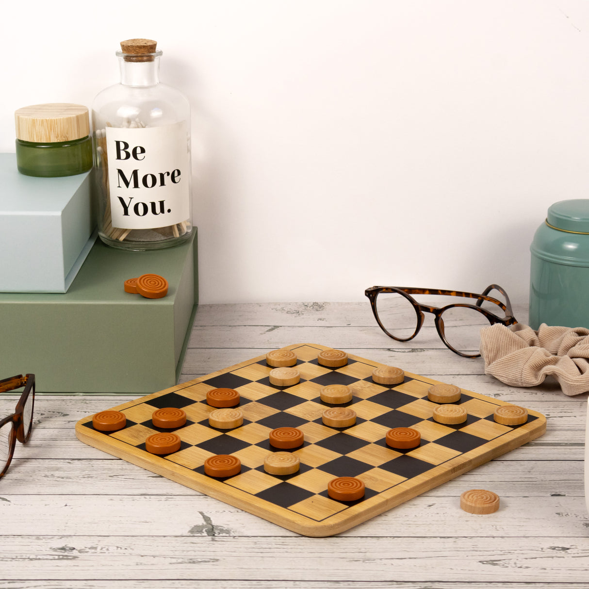 Bamboo Chequers Set - Made Using Sustainable Materials