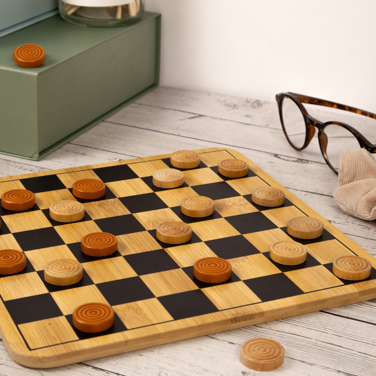 Bamboo Chequers Set - Made Using Sustainable Materials