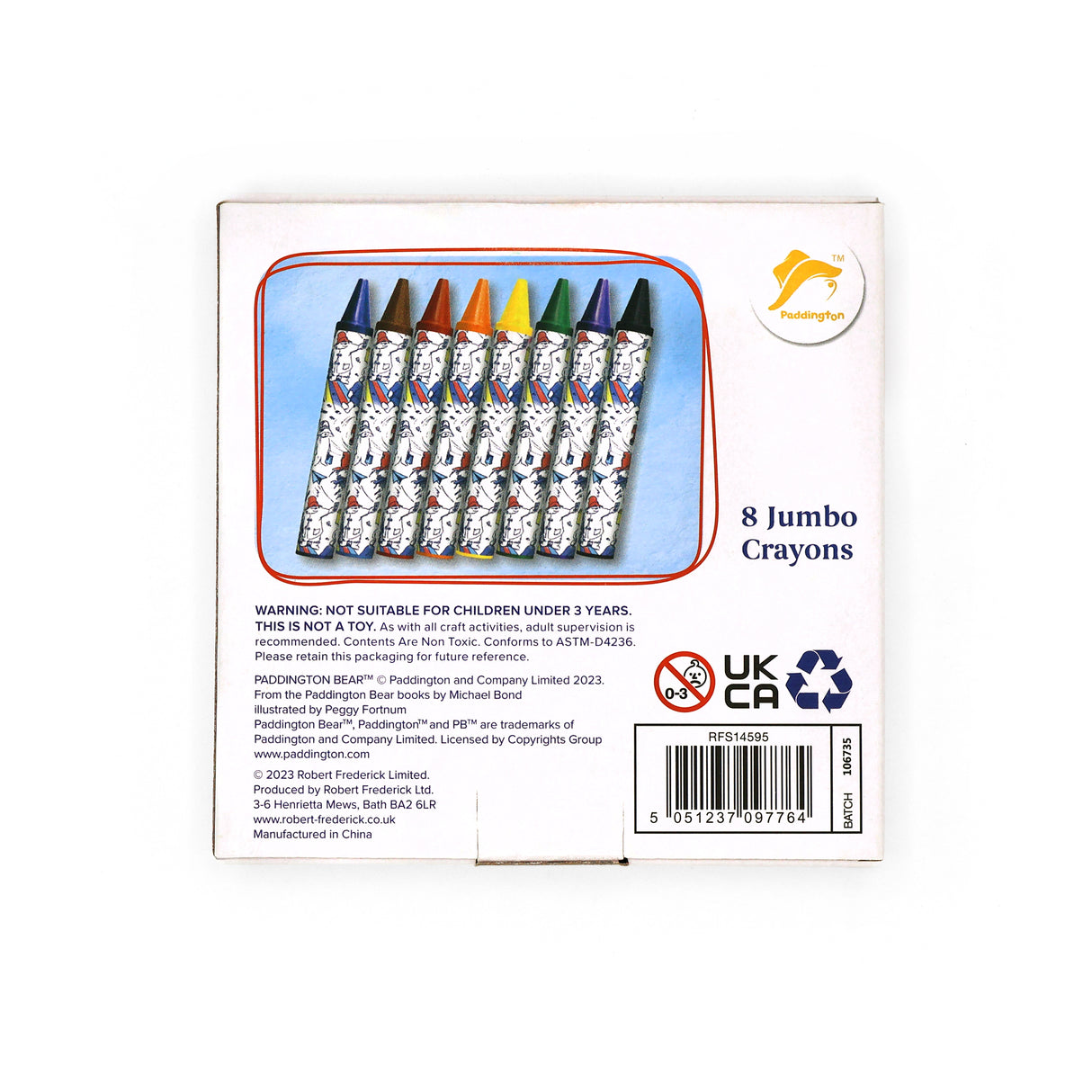 Paddington Jumbo Crayons – Set of 8 Chunky Wax Crayons for Kids – Colouring & Art Gift Set