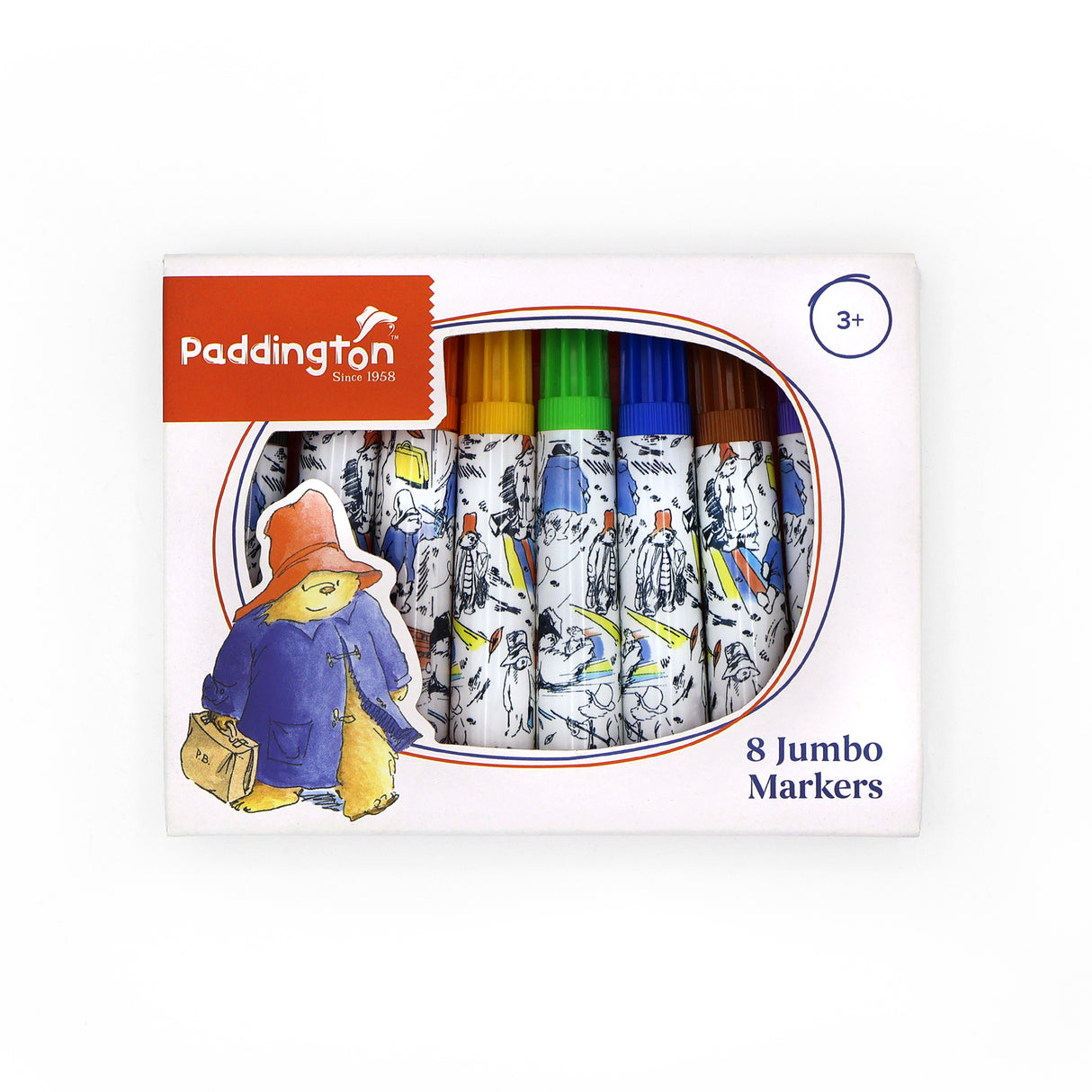 Paddington Jumbo Marker Pens – Set of 8 Colouring Pens for Kids – Art & Craft Stationery Gift