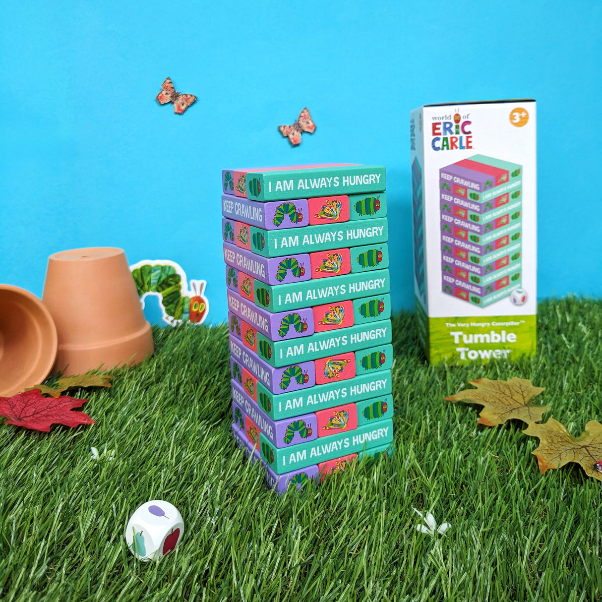 The Very Hungry Caterpillar Tumble Tower Game - Wooden Stacking Set With Dice