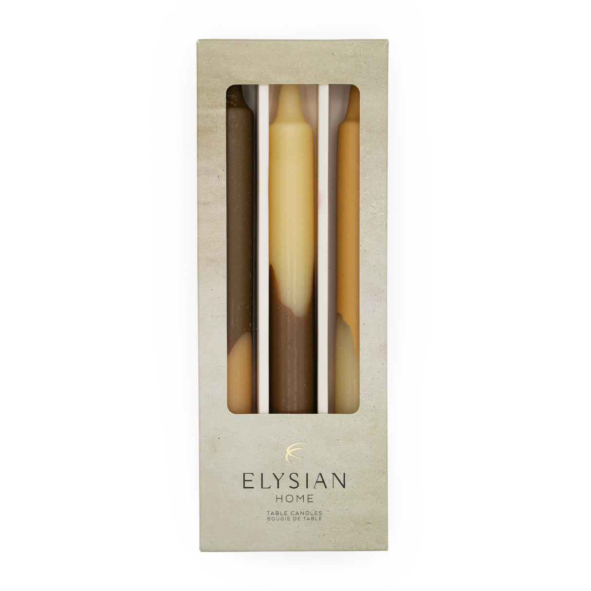 Elysian Dipped Design Table Candles In Gift Box - Set Of Three