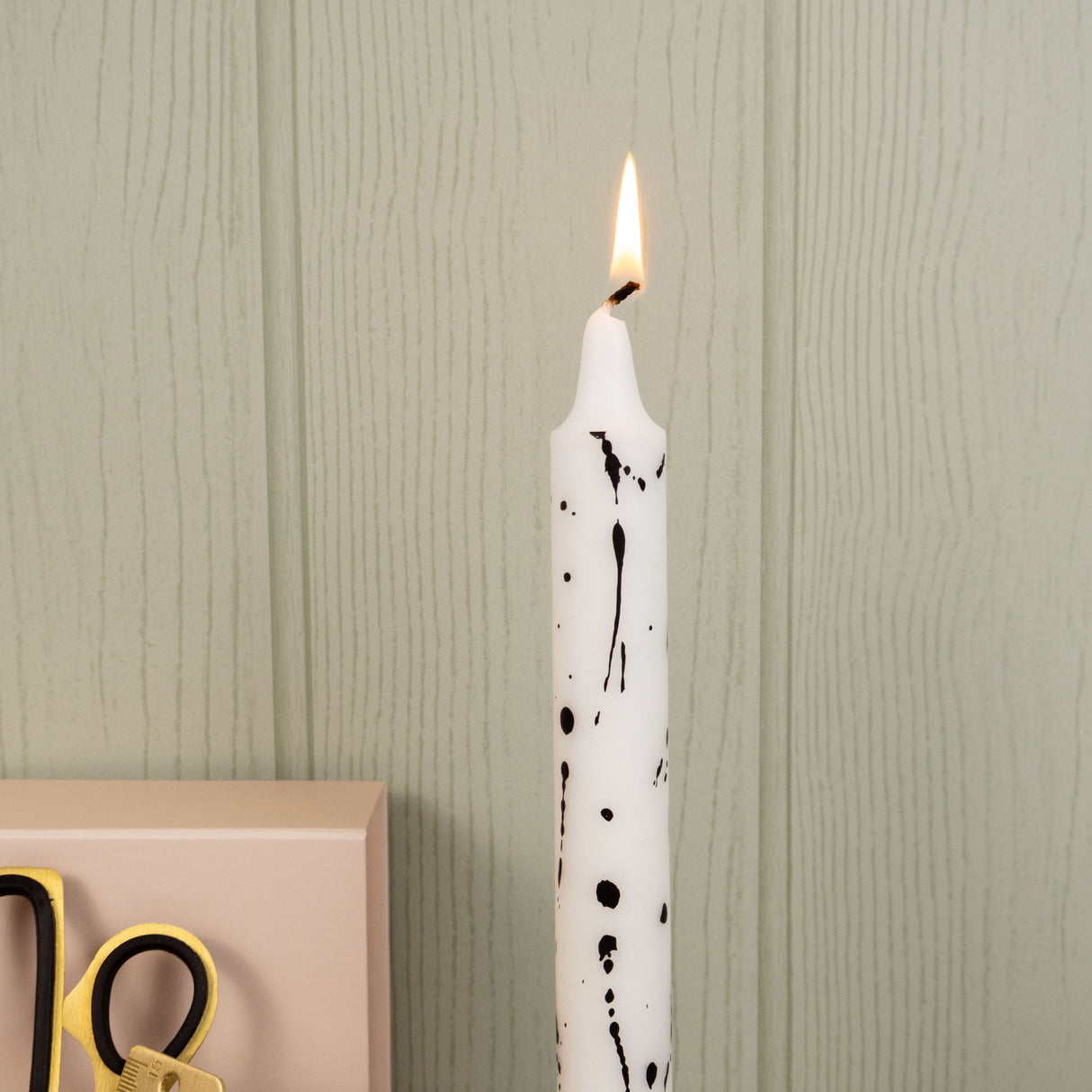 Willow and Belle Paint Splatter Design Table Candles In Gift Box Set Of Six