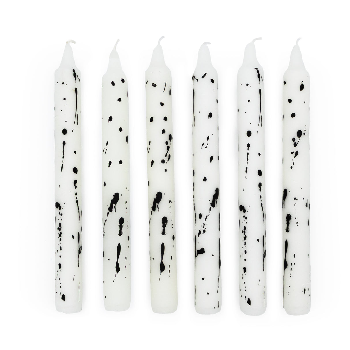 Willow and Belle Paint Splatter Design Table Candles In Gift Box Set Of Six
