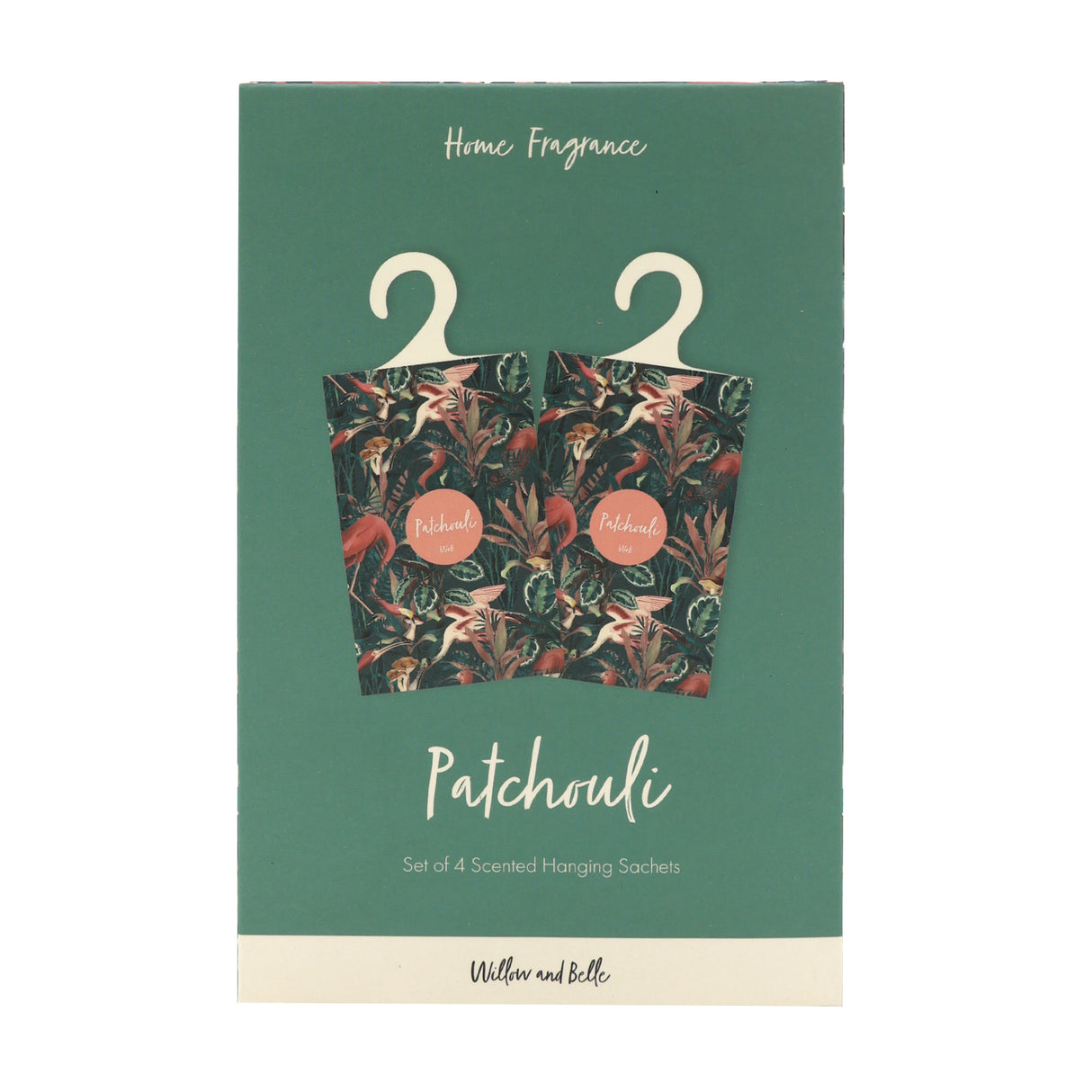 Willow and Belle Scented Hanging Sachet - Set of 4 Patchouli - Jungle Green Design