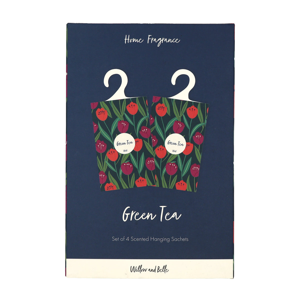 Willow and Belle Scented Hanging Sachet - Set of 4 Green Tea - Tulips Design