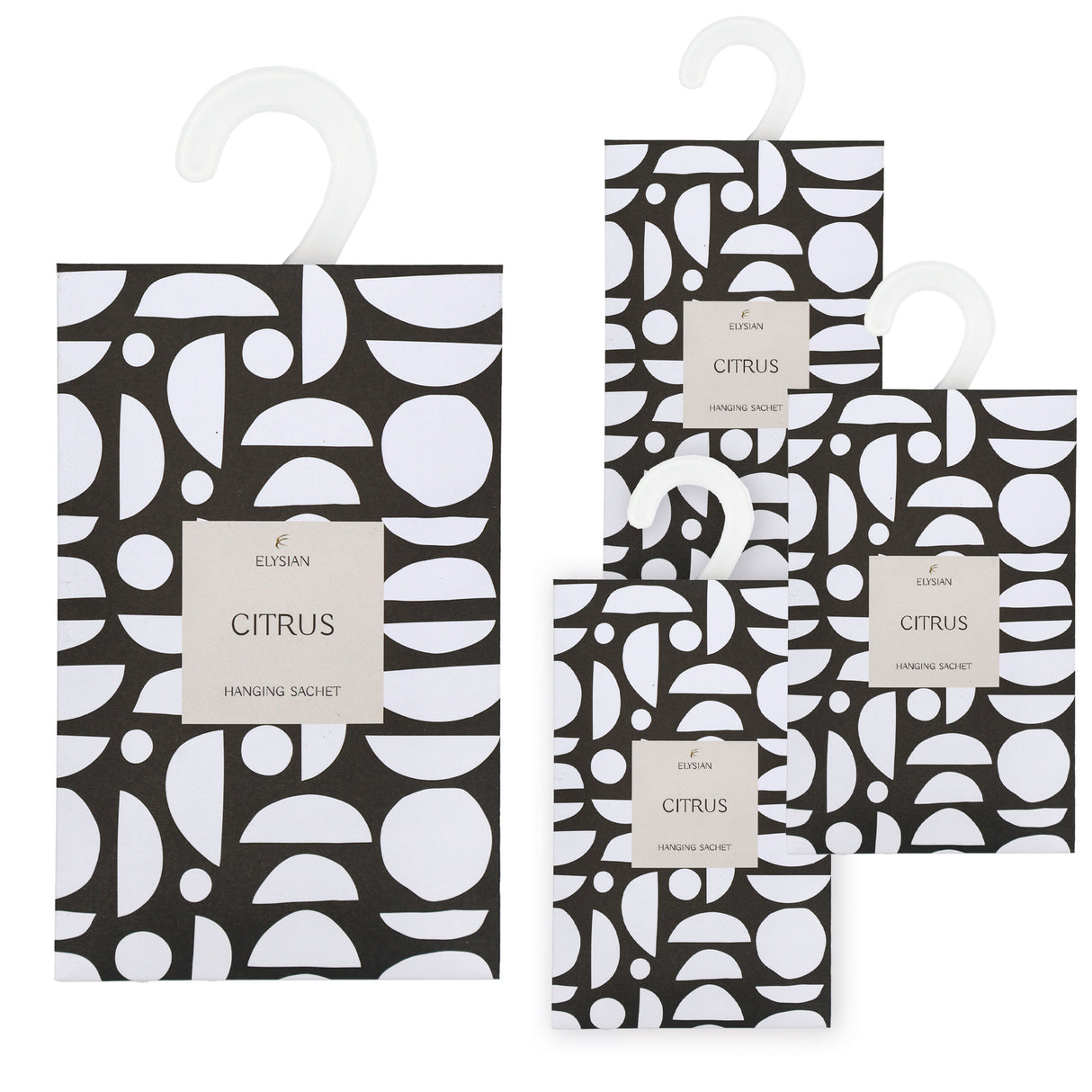 Elysian Scented Hanging Sachet - Set of 4 Citrus - Geometric Design