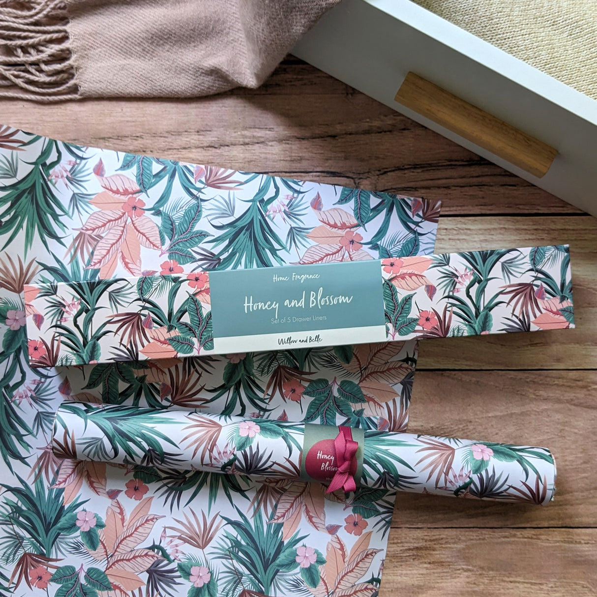 Scented Drawer Liner - Set of 5 Honey & Blossom - Tropical Design