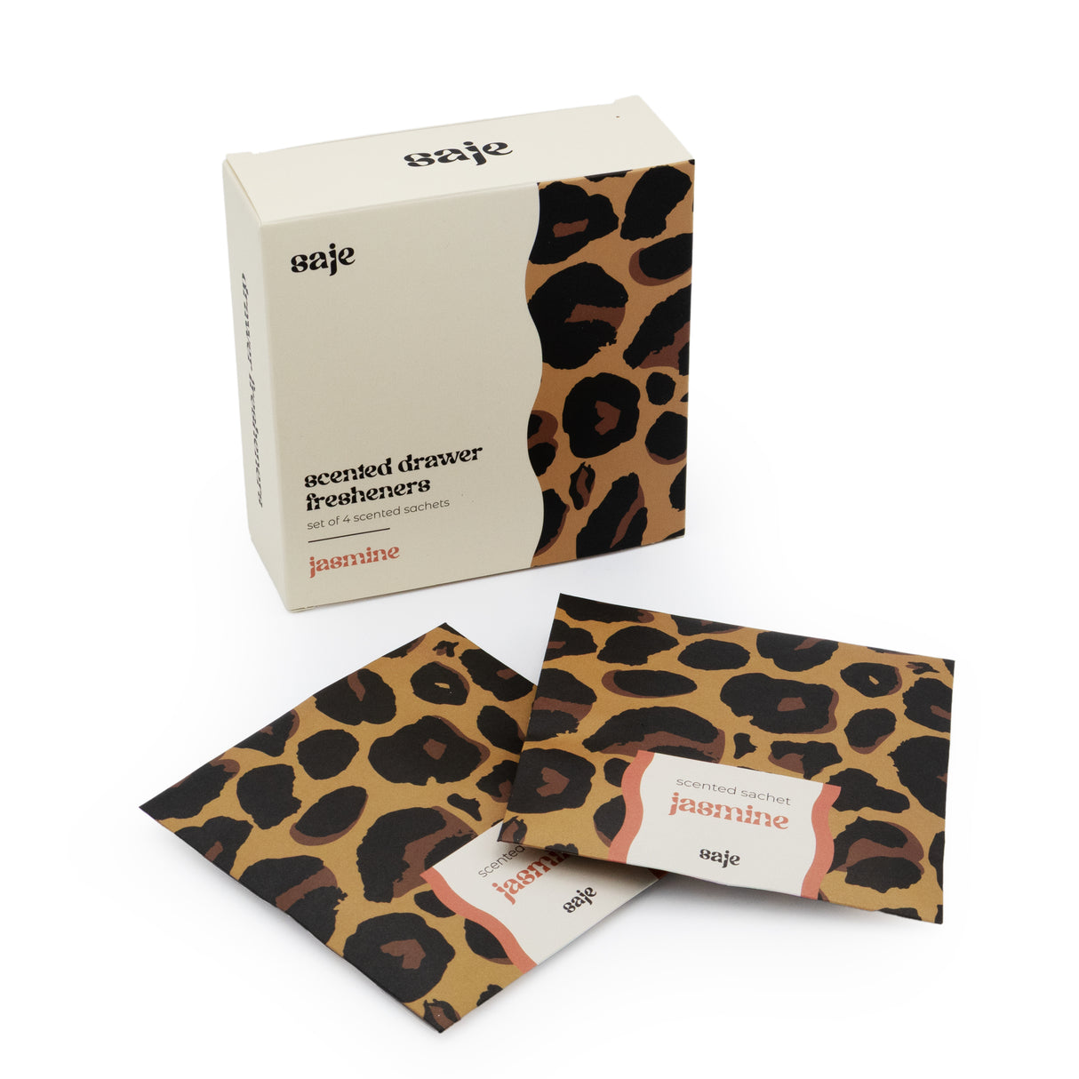 Saje Scented Sachet - Set of 4 Jasmine - Leopard Print Design