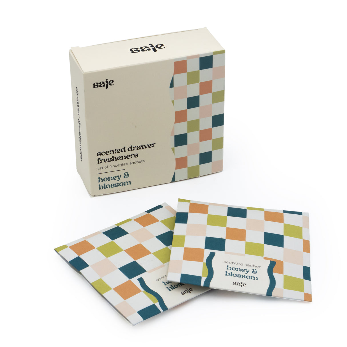 Saje Scented Sachet - Set of 4 Honey and Blossom - Chess Design