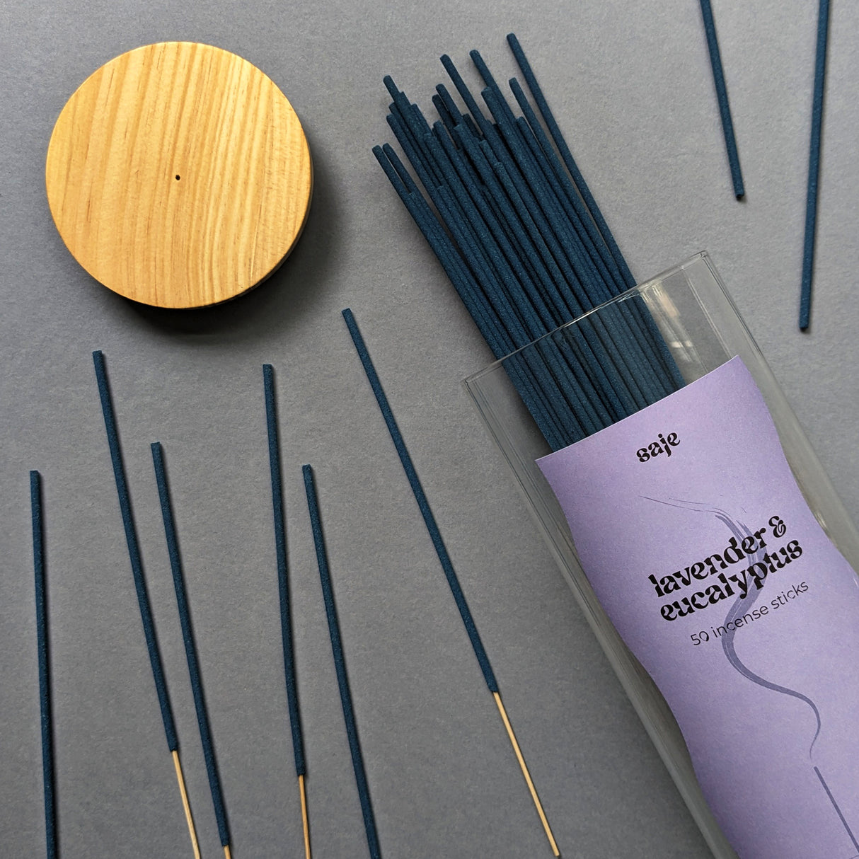 Saje Lavender & Eucalyptus Incense Sticks in Glass Jar