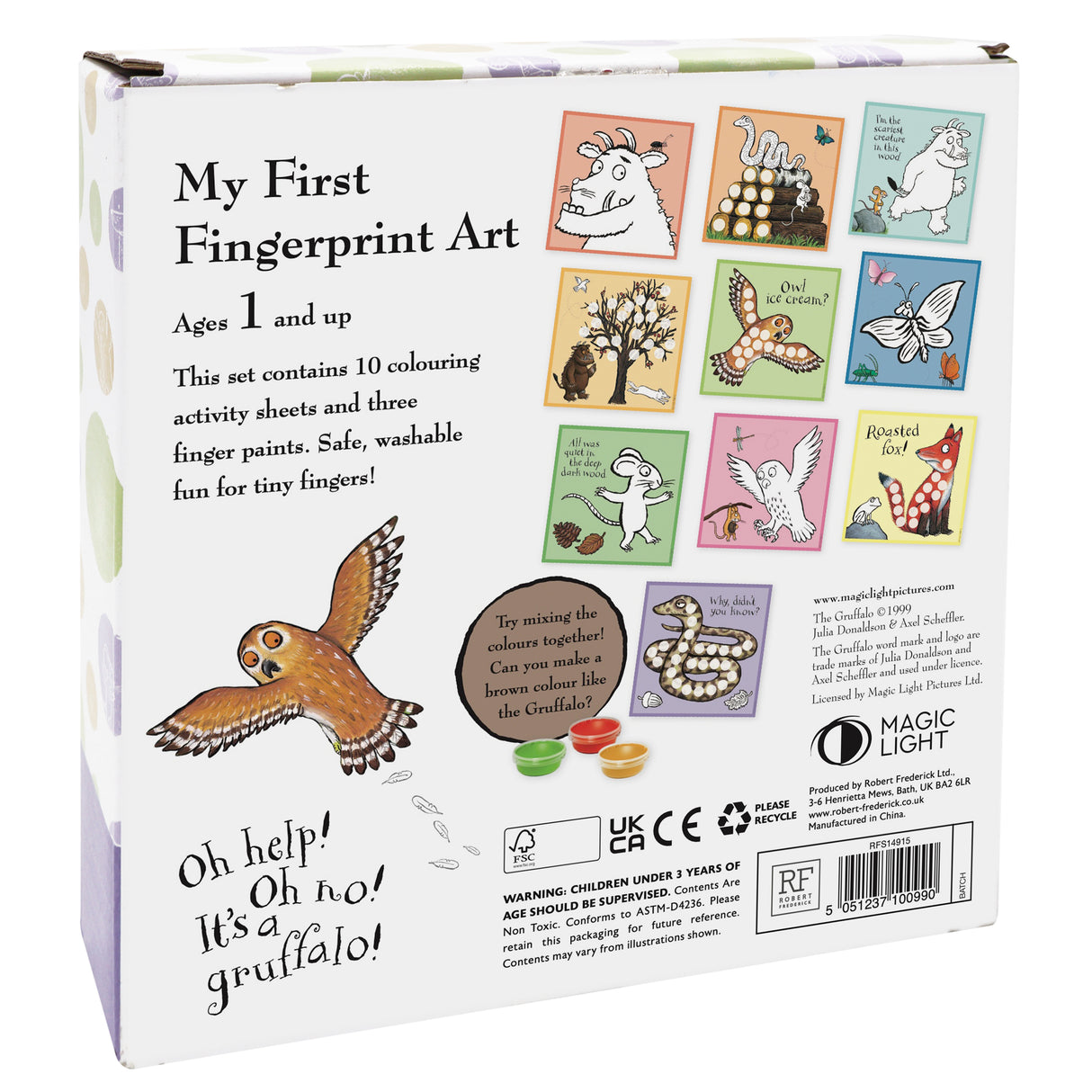 The Gruffalo My First Fingerprint Art Kit – Toddler Craft Set with Paints & Colouring Sheets
