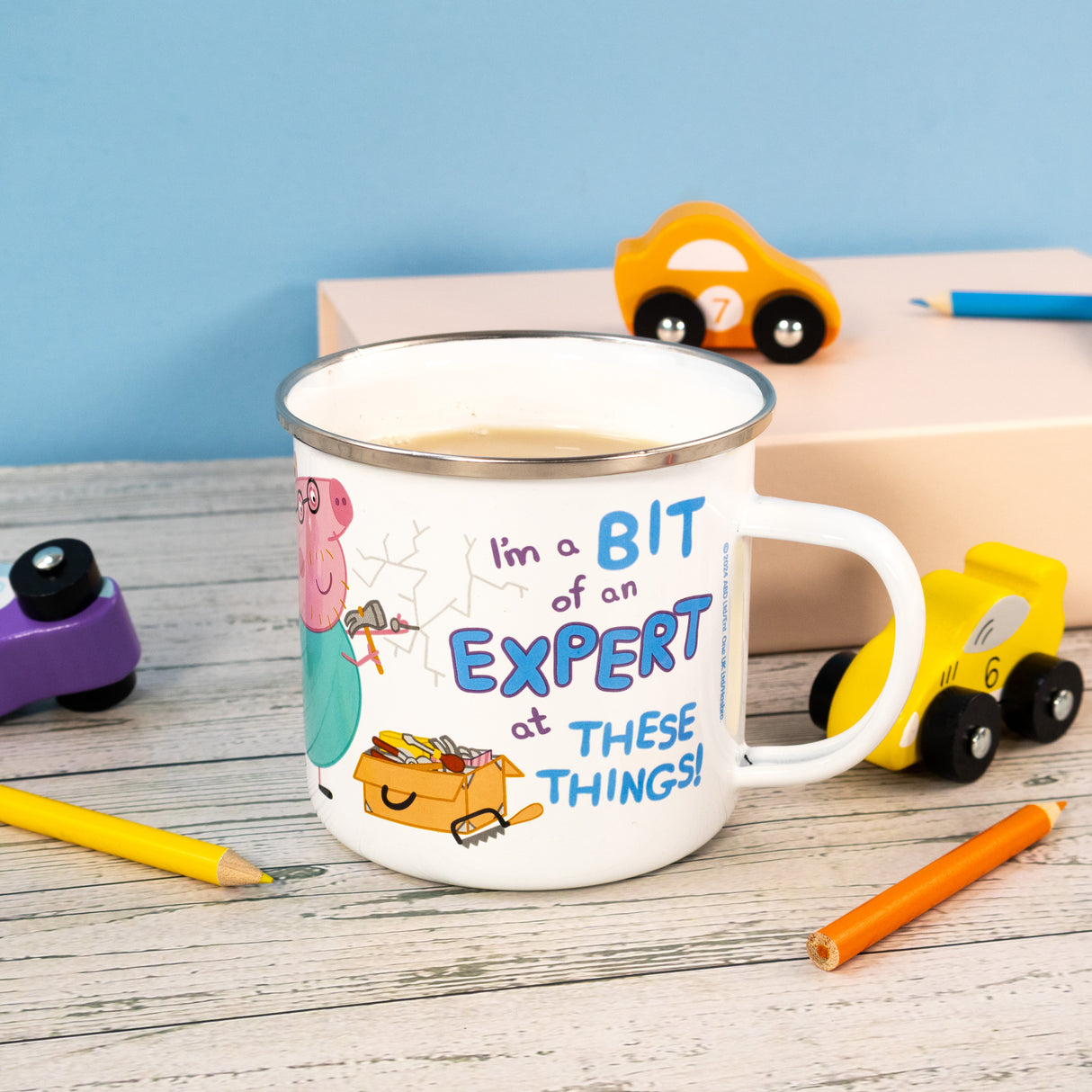 Peppa Pig Enamel Mug - Daddy Loves Chocolate Cake Design