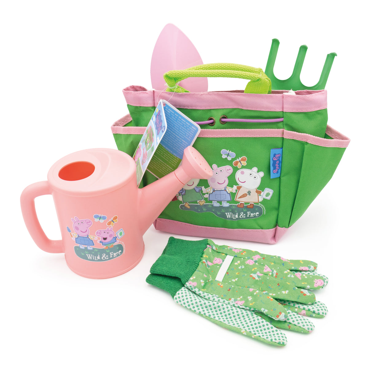 Peppa Pig Kids Gardening Set – 5 Piece Garden Tools with Gloves, Watering Can & Carry Bag – Outdoor Play for Children