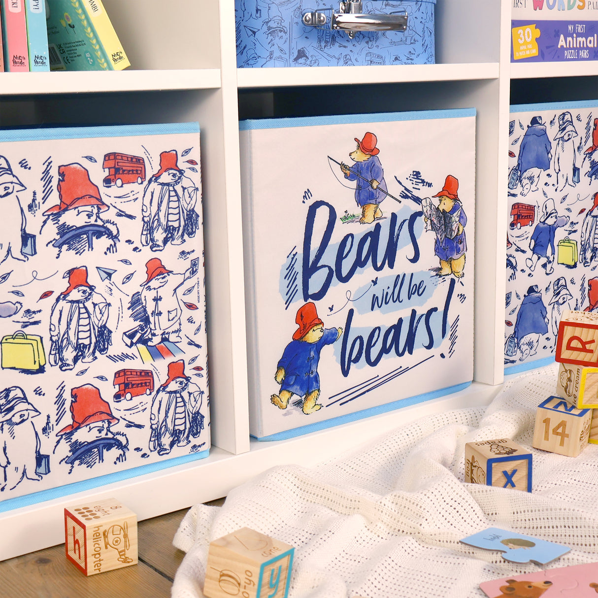 Paddington Fabric Storage Cubes – Pack of 2 Kids Organiser Boxes – Toy & Bedroom Storage Solution