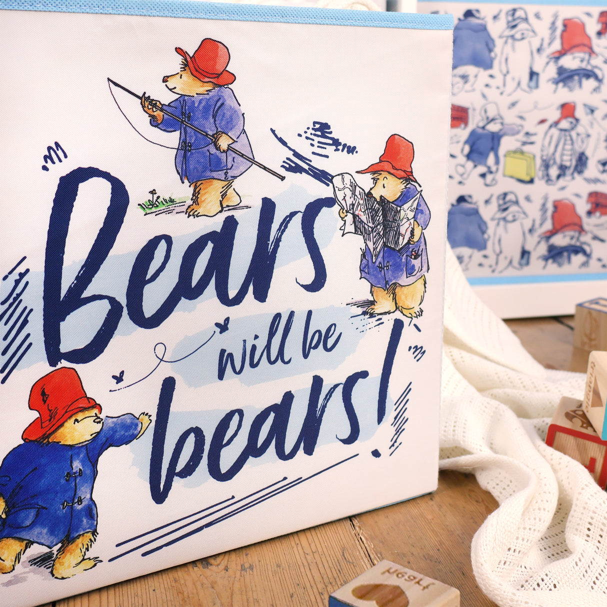 Paddington Fabric Storage Cubes – Pack of 2 Kids Organiser Boxes – Toy & Bedroom Storage Solution