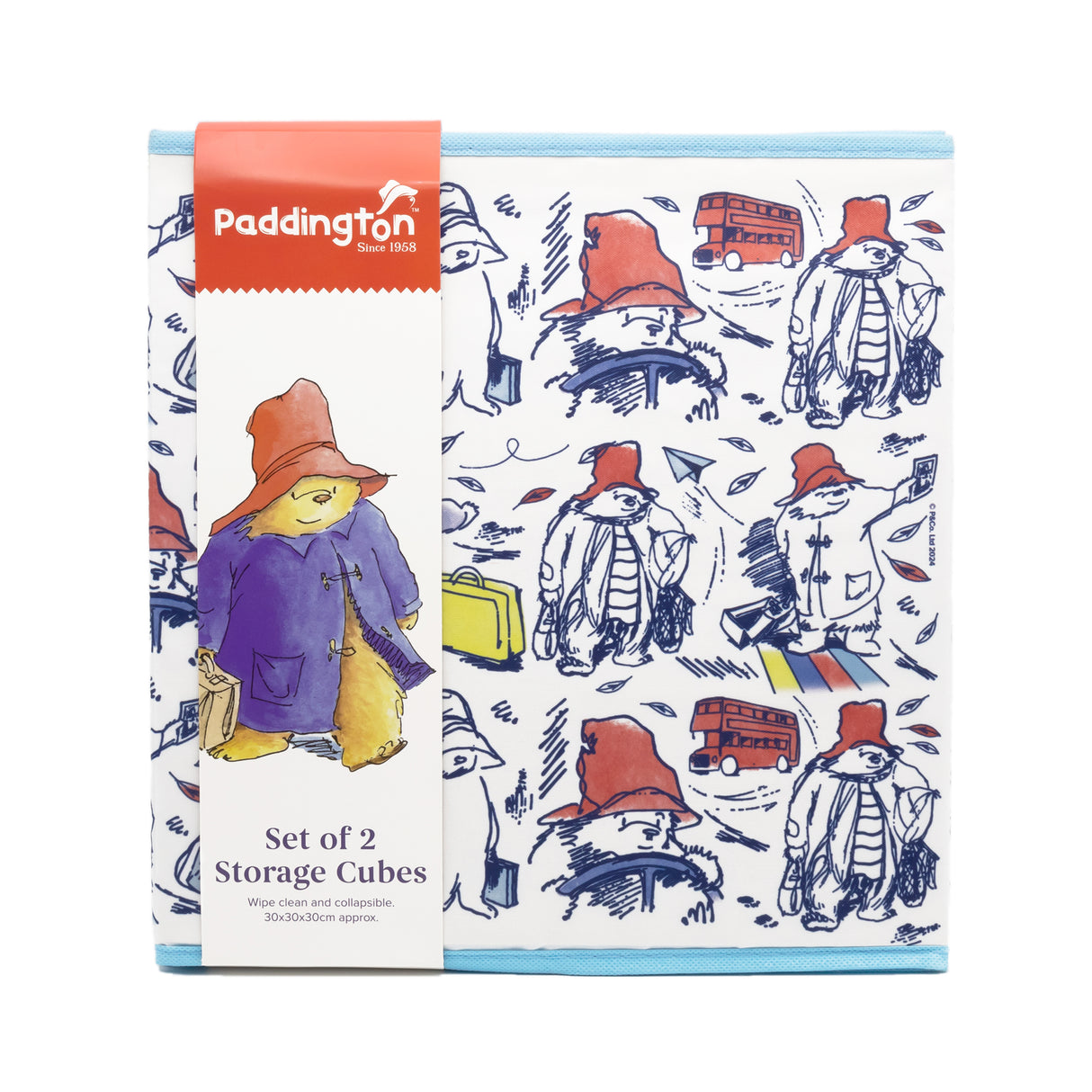Paddington Fabric Storage Cubes – Pack of 2 Kids Organiser Boxes – Toy & Bedroom Storage Solution