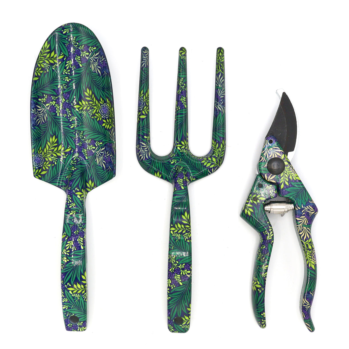 Orange Grove Fork, Trowel and Secateurs Garden Tool Set - William Morris Larkspur Design