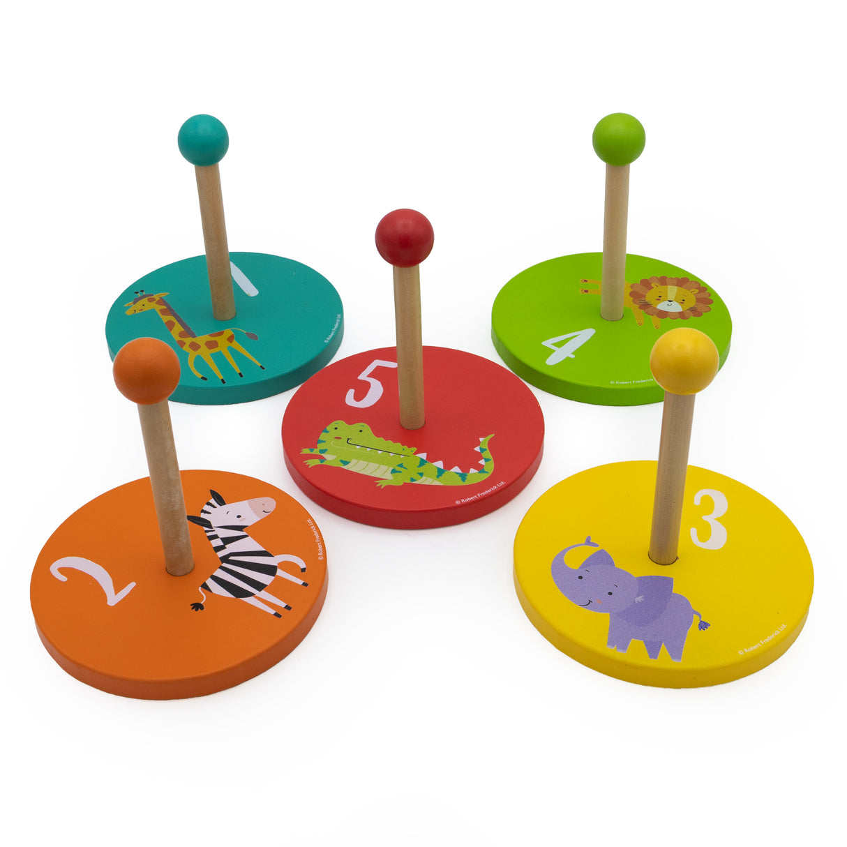 Jungle Animals Children's Wooden Ring Toss Set - Fun For All The Family