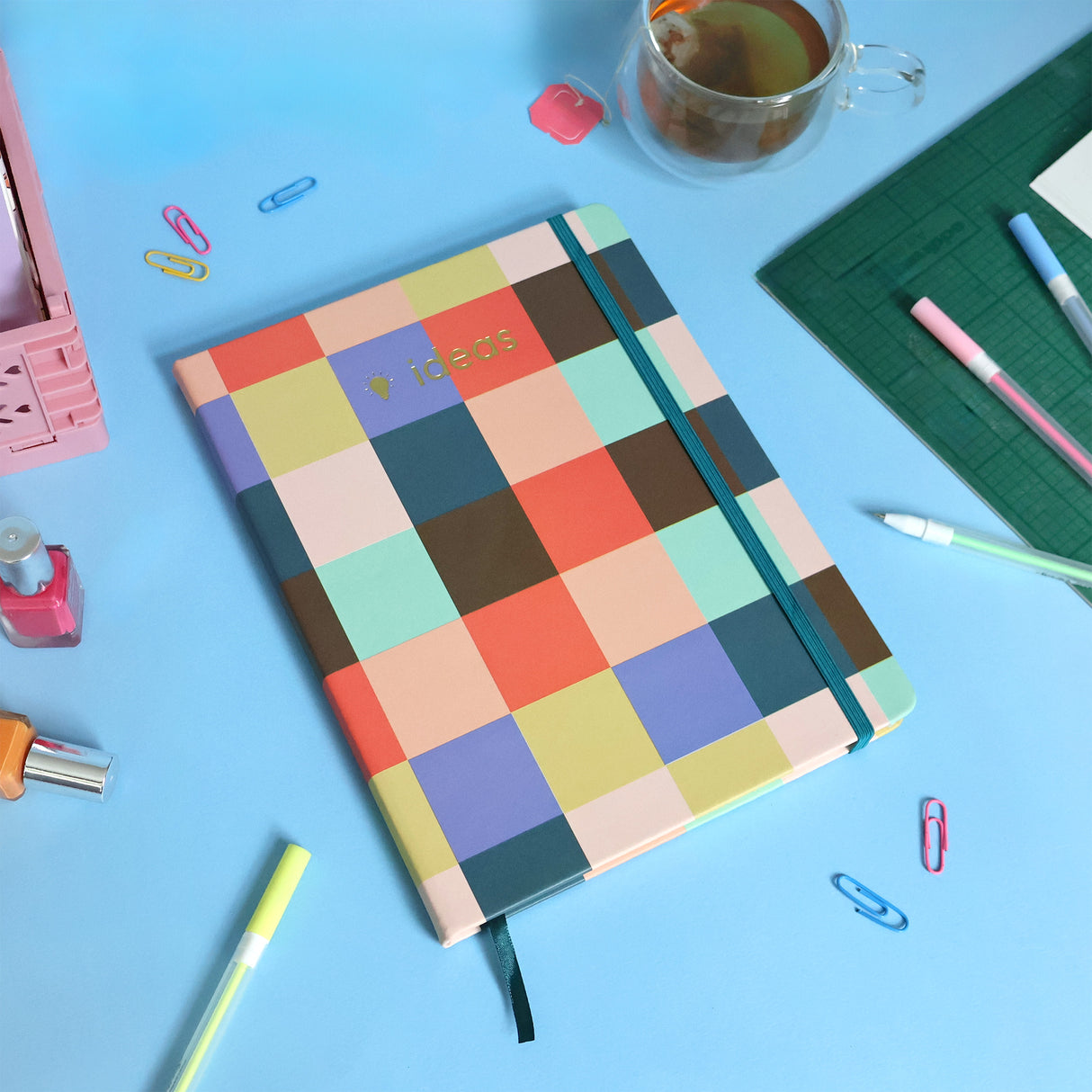 Journal Notebook - Coloured Squares B5 Design